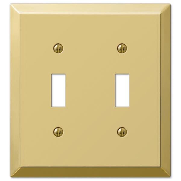 Abacus Century Polished Brass Steel - 2 Toggle Wallplate AB1799762 - main